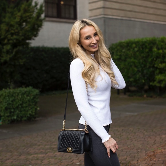 LAST ONE!! White Turtleneck Bodycon Basic Slim Fit - Picture 7 of 8